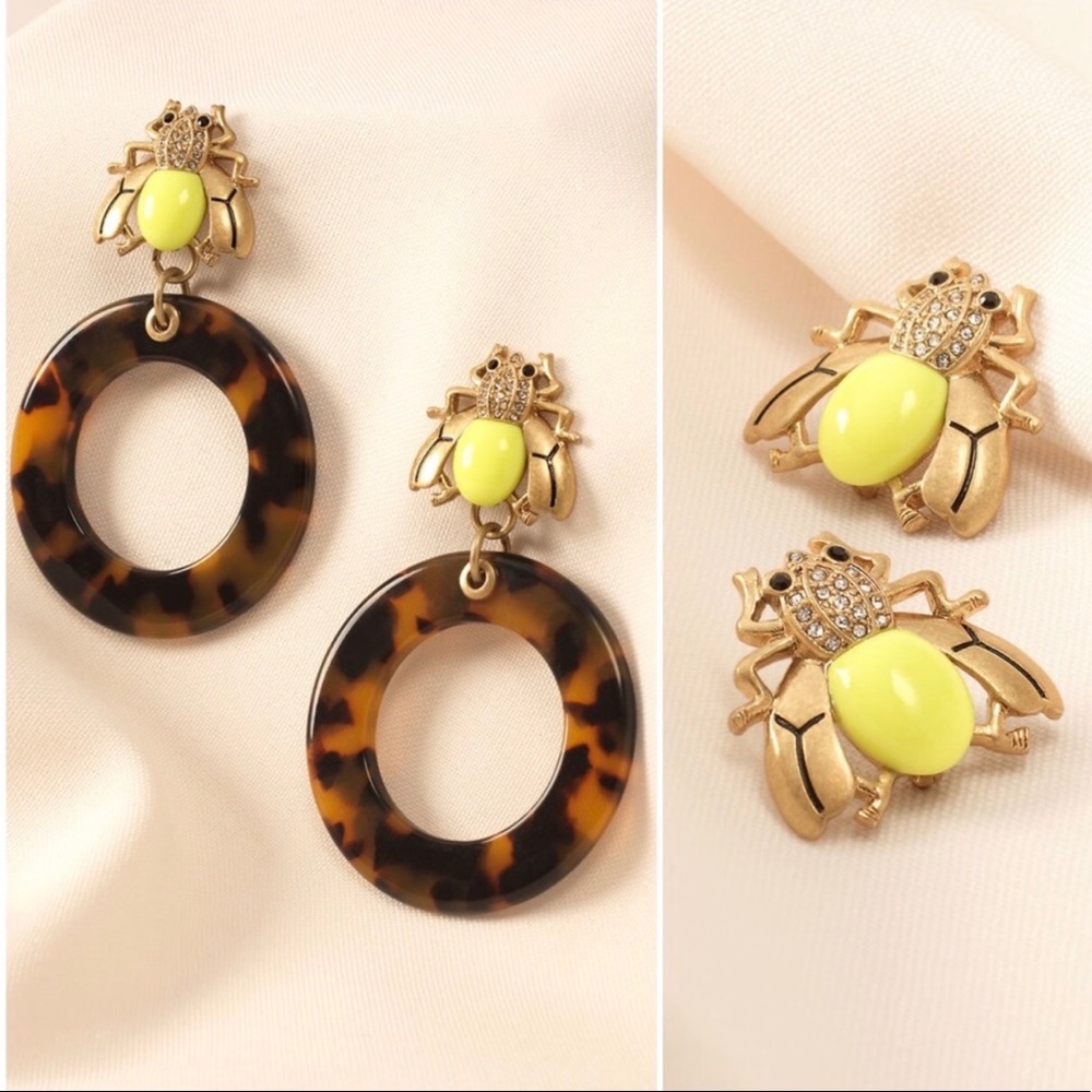 Stella & Dot [V] 2-in-1🐝Buzz Thrill Hoops Bumblebee Earrings - Picture 12 of 16